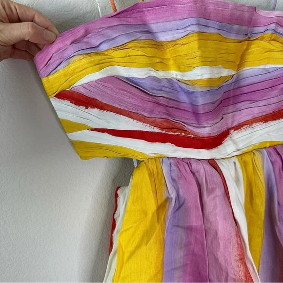 NWT AJE Aje Liza Ruched Baby Doll Dress in Aurora Stripe SZ AUS 14 US 10 - Picture 5 of 13